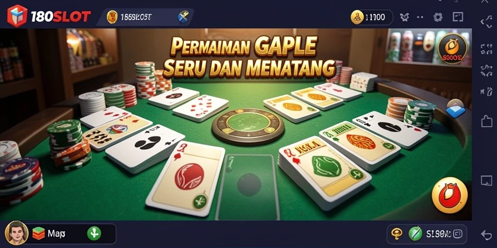 Tampilan gameplay seru di 180SLOT yang menunjukkan aksi Gaple.