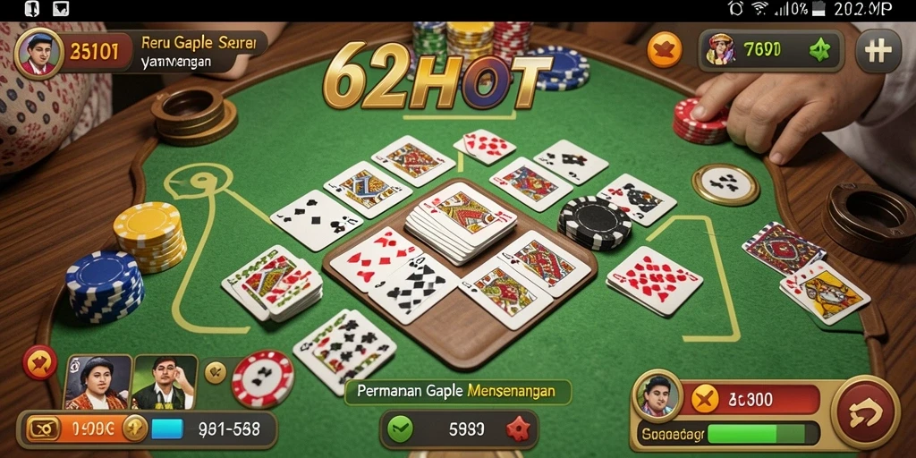 Gameplay seru Gaple di 62HOT dengan grafik menarik.