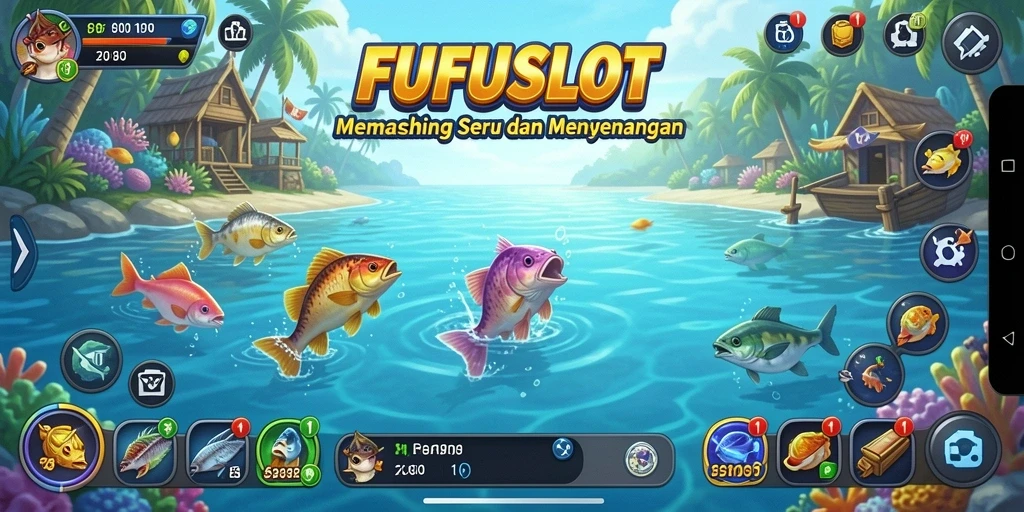 Gameplay FUFUSLOT menampilkan pengalaman memancing yang mendebarkan.