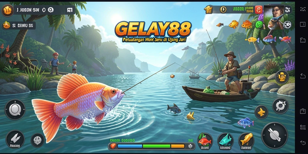 Tampilan gameplay GELAY88 menampilkan keseruan memancing di lokasi yang menakjubkan.