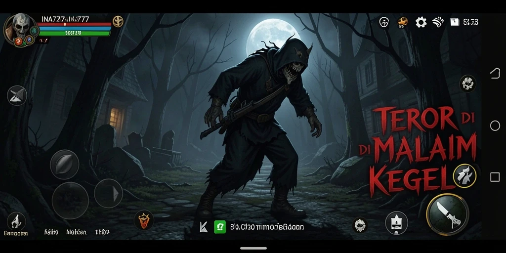 Tampilan gameplay seram dengan suasana mencekam.