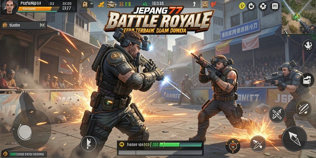 Tampilan menegangkan dari pertempuran di JEPANG77 Battle Royale.