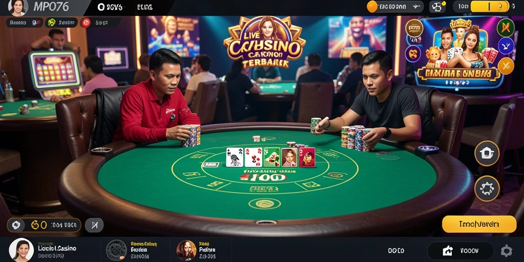 Screenshot gameplay Live Casino MPO76 yang menampilkan dealer langsung dan pemain.