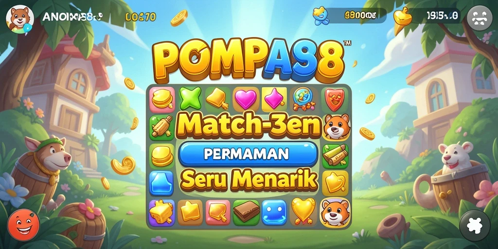 Tampilan gameplay seru POMPA88 dengan berbagai objek mencolok.