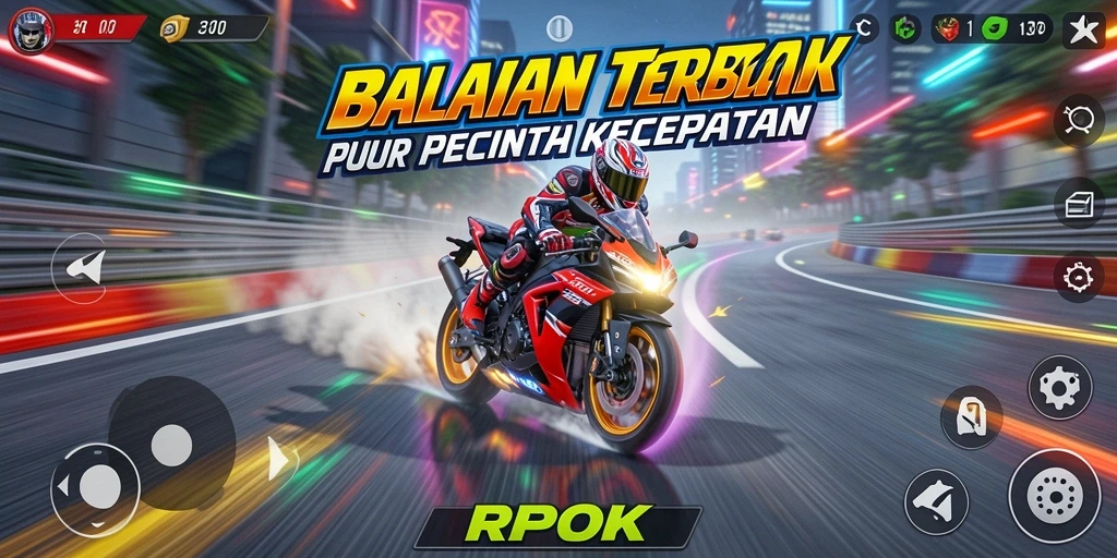 Gameplay mendebarkan RPOK dengan aksi balapan motor.