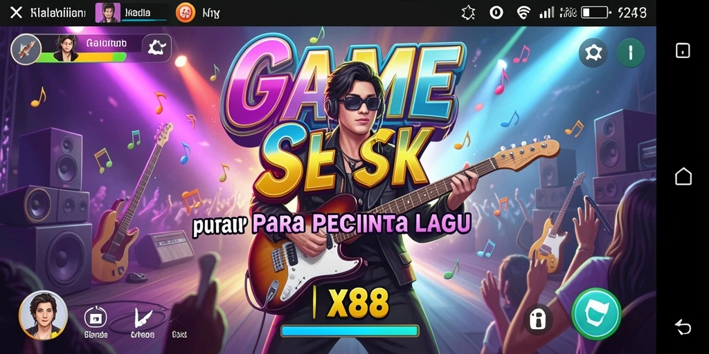 Tampilan gameplay X88 dengan berbagai pilihan lagu seru.