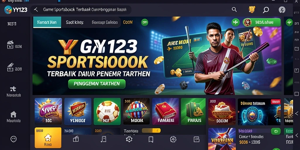 Tampilan dinamis gameplay Sportsbook di YY123.